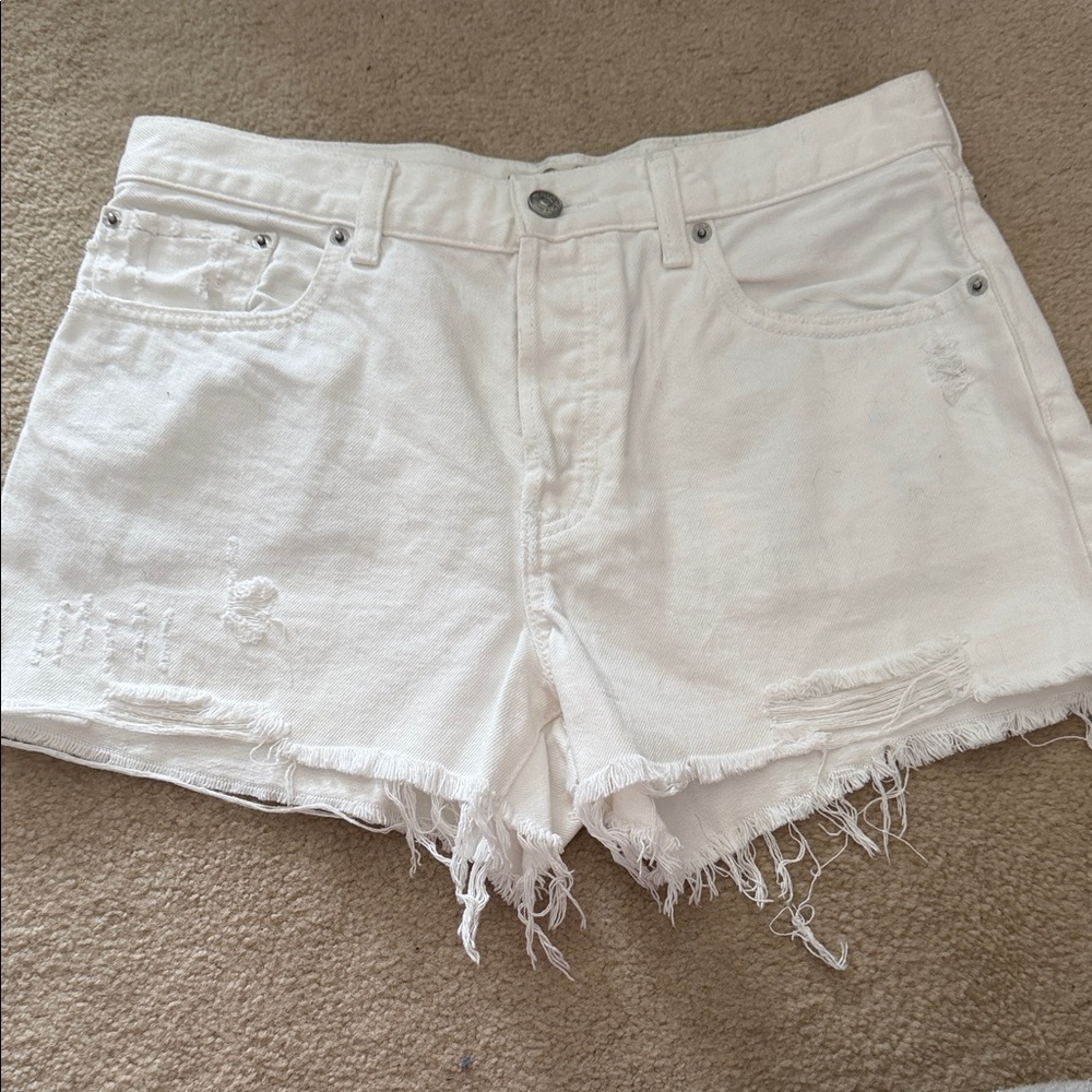 We The Free White Distressed Jean Shorts